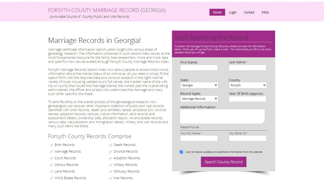 Public Marriage Records - Forsyth County, Georgia